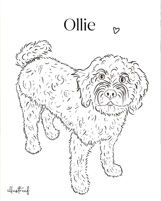 Lijntekening dier (ingelijst)