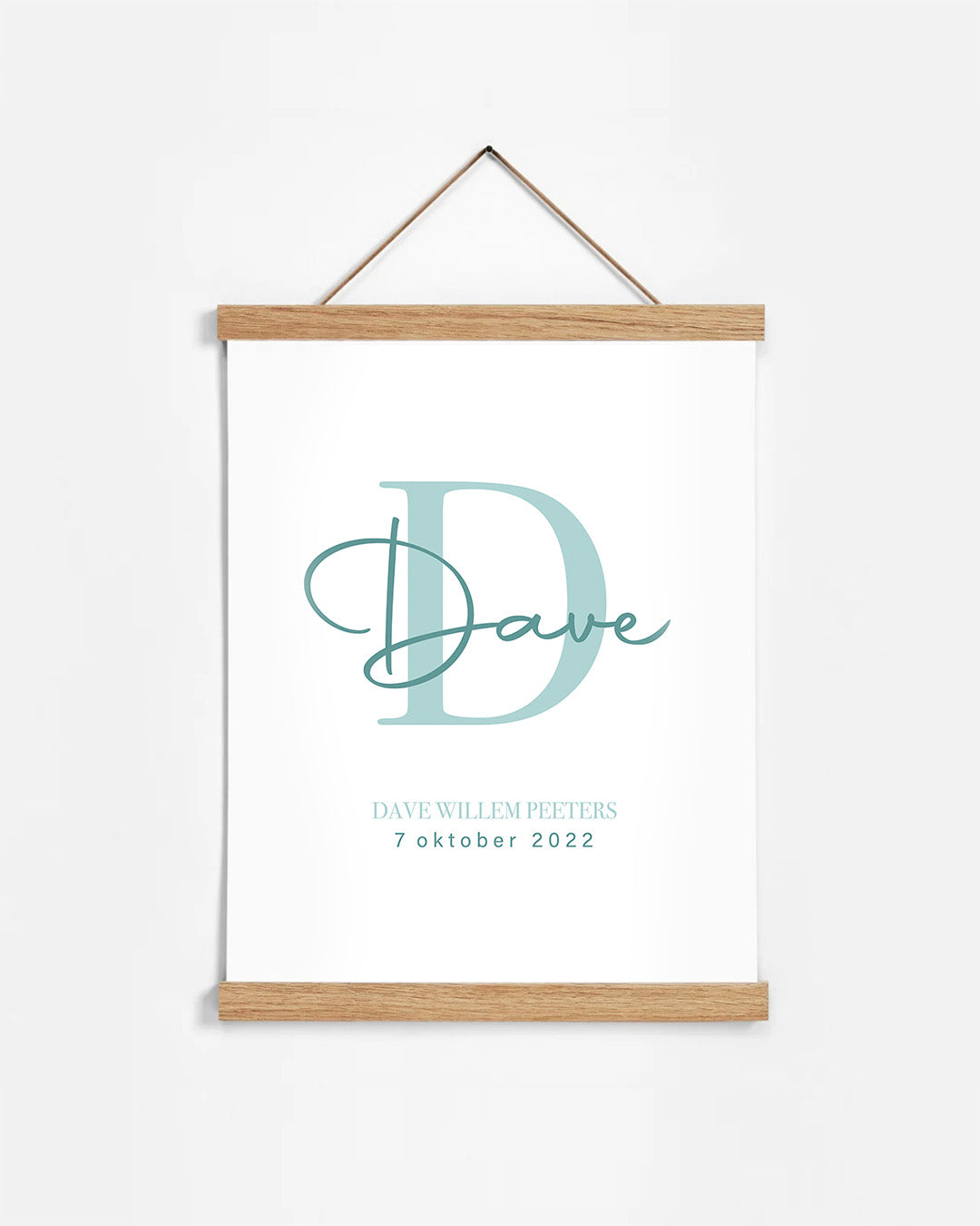Geboortecadeau Geboorte Poster A4 in houten kliksysteem