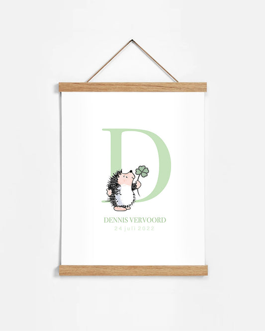 Geboortecadeau Geboorte Poster A4 in houten kliksysteem