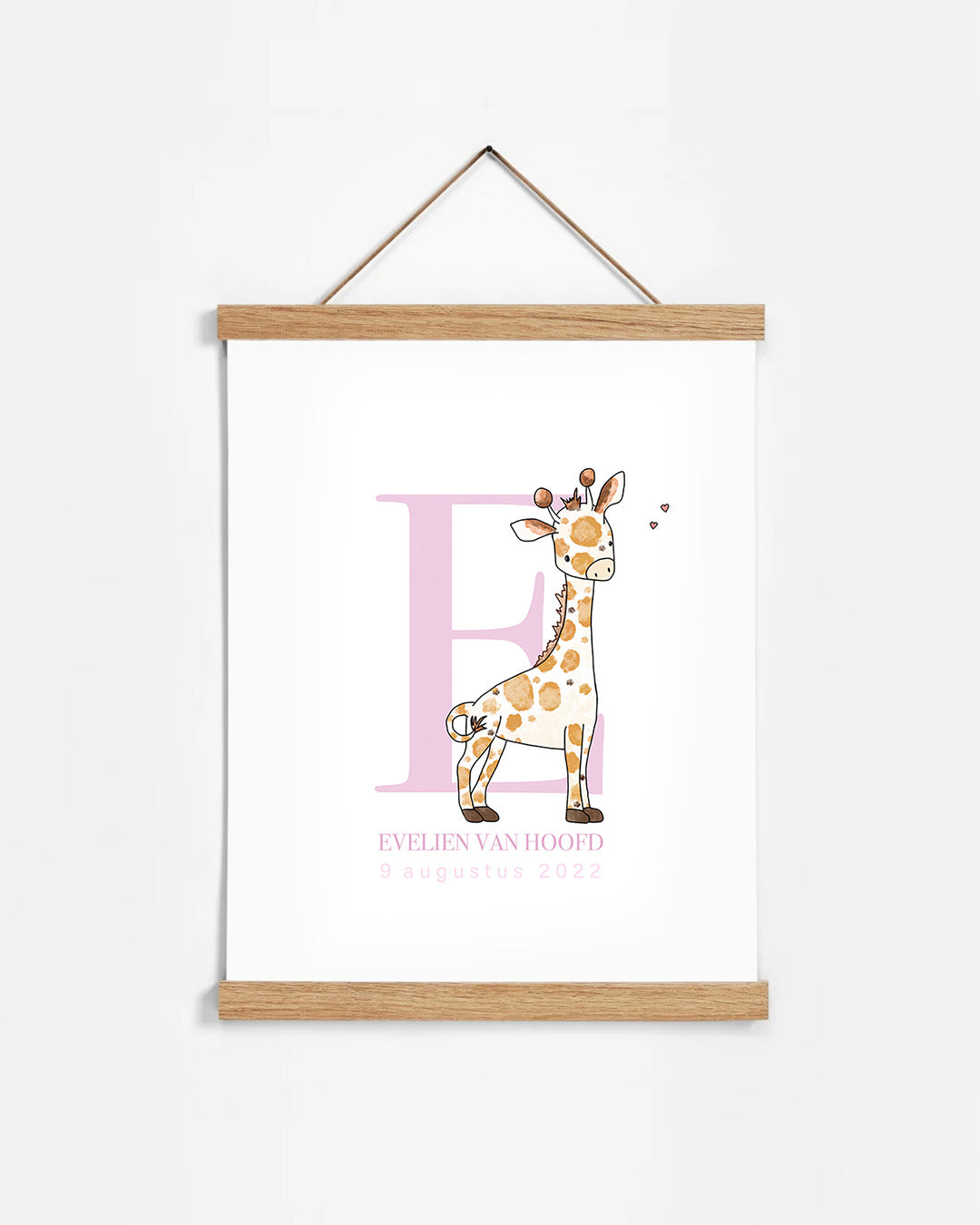 Geboortecadeau Geboorte Poster A4 in houten kliksysteem