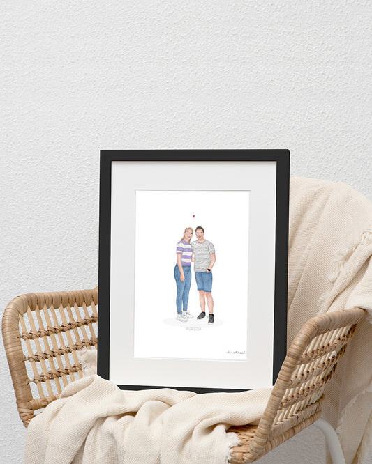 Portrettekening kleur - 2 personen (ingelijst)