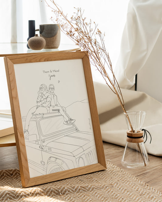 Portrettekening zwart/wit - 2 personen (digitaal)